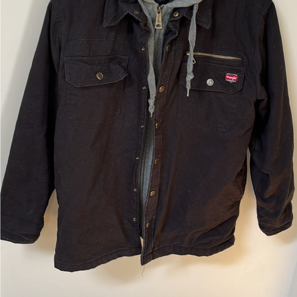 Wrangler Black work Jacket with Gray Hoodie